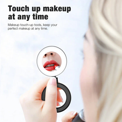 Magnetic Phone Selfie Lights Portable LED Cellphone Ring Light with Built-in Mirror 180° Foldable Phone Flashes for Mag Safe