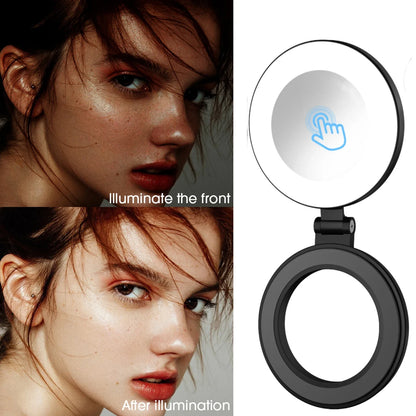 Magnetic Phone Selfie Lights Portable LED Cellphone Ring Light with Built-in Mirror 180° Foldable Phone Flashes for Mag Safe